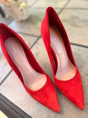ALDO Red Pointed Suede High-Heel Pumps